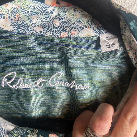 Robert Graham Size L Gatlin Long Sleeve Woven Button Down Shirt Floral Classic - Picture 7 of 10